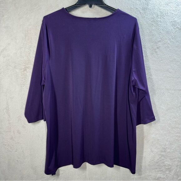 CJ Banks Purple Tunic Slinky Flowy Stretch Lightweight 1/4 Zip Women’s Plus 2X - Picture 7 of 8